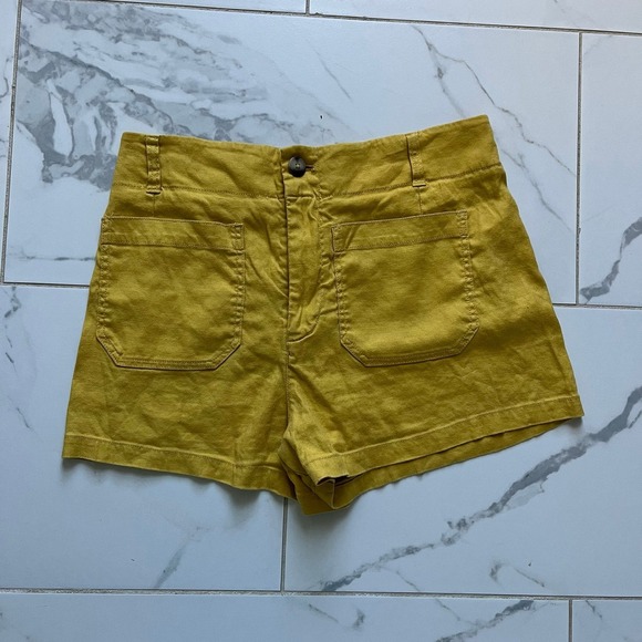 Maeve Pants - Maeve Colette Linen Blend Shorts yellow size 31